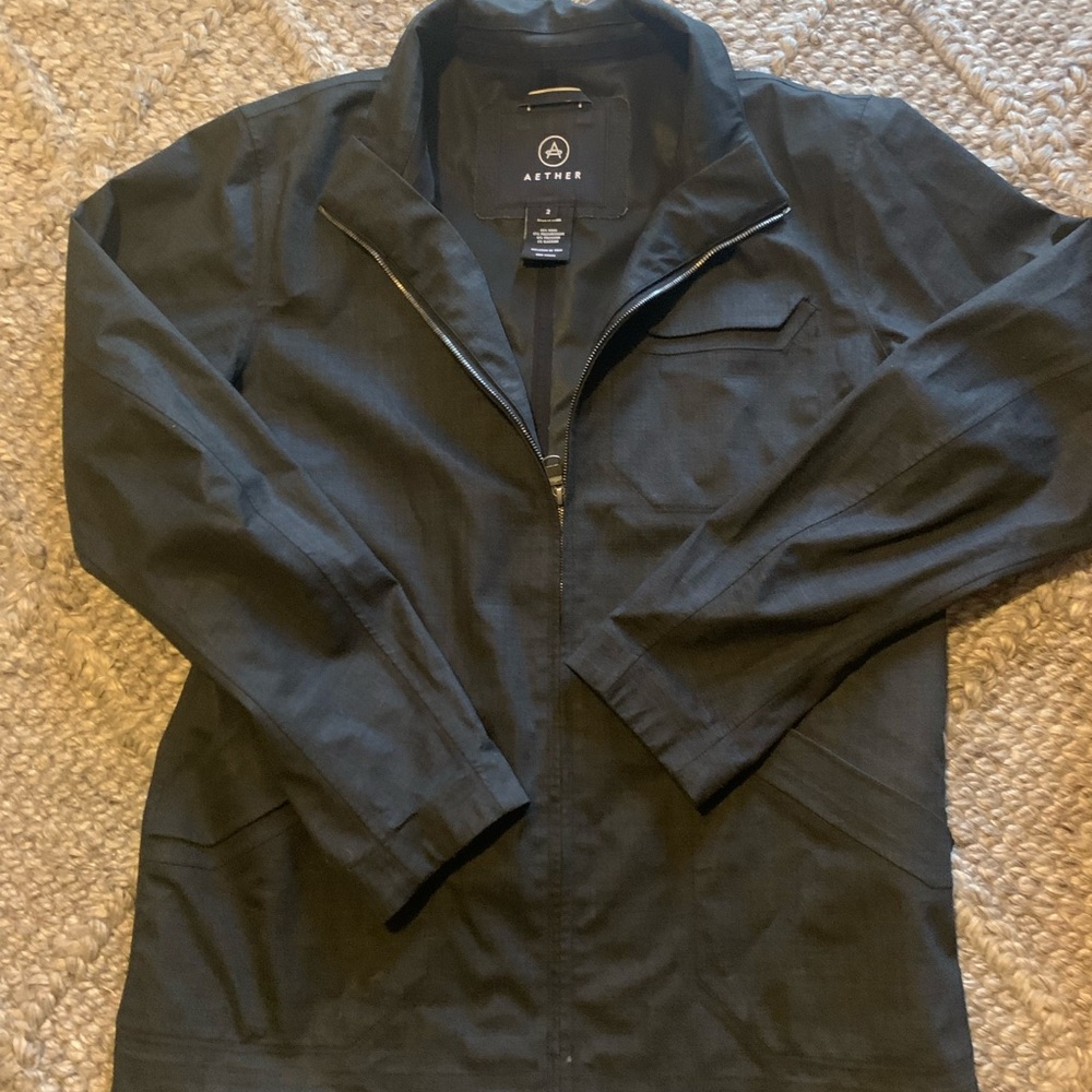 AETHER Men's Black Jacket Size 2 Medium Wool & Polyester